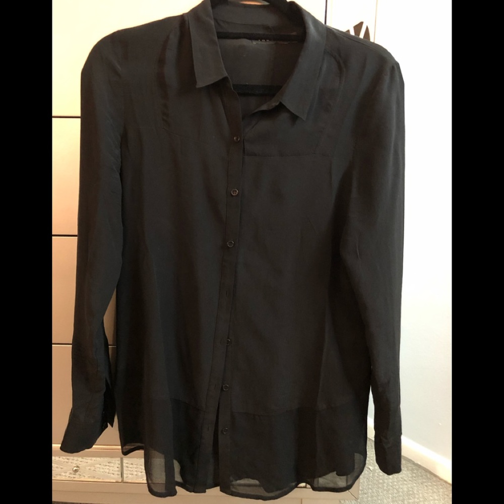 Trouve black blouse.  Light/sheer